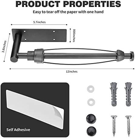 DEKAVA Under Cabinet Wall Mount Paper Towel Holder, Self-Adhesive Bar, Stainless Steel 13 inch (Black) - Image 4