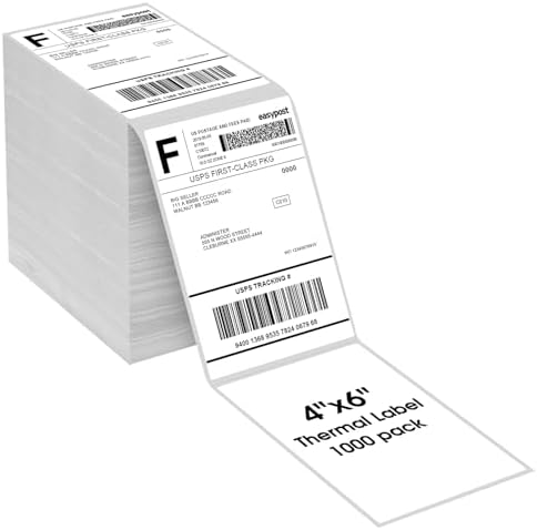 MaxGear 4" x 6" Direct Thermal Shipping Labels, 1000 Fanfold, White by MaxGear