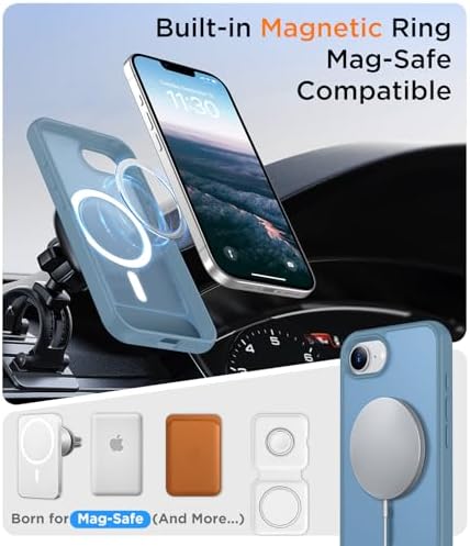 Temdan Magnetic Compatible with iPhone 17e Case & iPhone 16e Case,[Built-in Invisible Kickstand][Compatible with MagSafe][Military Grade Shockproof] Slim Translucent Matte Case for iPhone 16e/17e 6.1" - Image 5