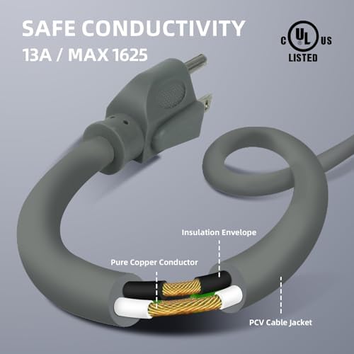 EP 75 FT Outdoor Extension Cord, 16/3 SJTW Heavy Duty Grey, ETL Listed - Image 5