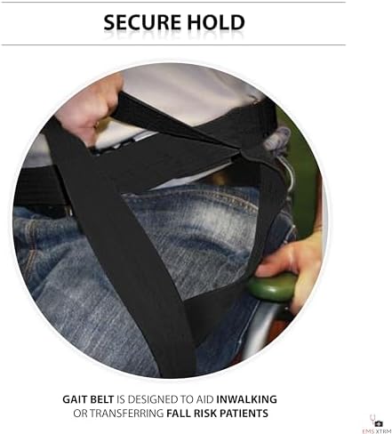 EMS XTRM Gait Belts for Seniors, Belt to Lift Elderly Standing Assist Aid Quick Release Buckle for Caregivers, Nurses, Home Health Aides, Physical Therapists (Plastic Buckle - Black) - Image 7