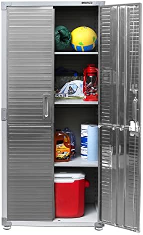 Seville Classics UltraHD Solid Steel Lockable Metal Storage Cabinet Locker Organizer, w/Adjustable Shelves for Garage, Warehouse, Office, Classroom, Granite, 30" W x 18" D x 72" H - Image 5