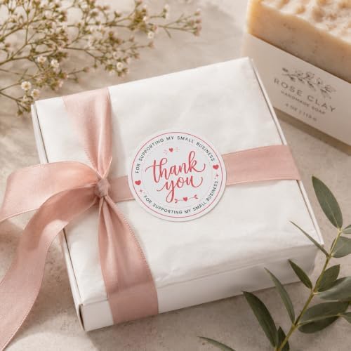 60pcs Thank You Stickers for Supporting My Small Business, Round Packaging Insert Labels, Customer Order Appreciation Stickers for Packages, 2 Inch Red Business Stickers - Image 5