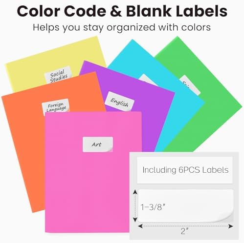 Sooez 7Pack Folders with Pockets, Pastels Colors, Heavy Duty Pocket Folder - Image 2