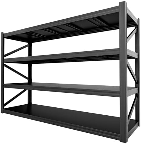 4-Tier Heavy Duty Garage Shelving, 8,000 lbs Capacity Adjustable Metal Storage Shelving Unit for Garage, Basement, Warehouse & Workshop, 71" W x 24" D x 71" H by LIJIUHOME