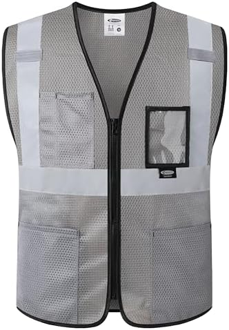 JKSafety Safety Vest for men women Hi Vis Vest with Pockets and Zipper High Visibility Construction Vests BX310 by JKSafety