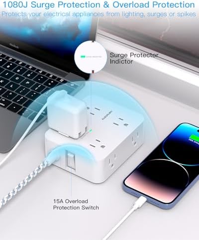 HANYCONY Extension Cord 25 Ft, Power Strip Surge Protector, Long Cord - Image 3