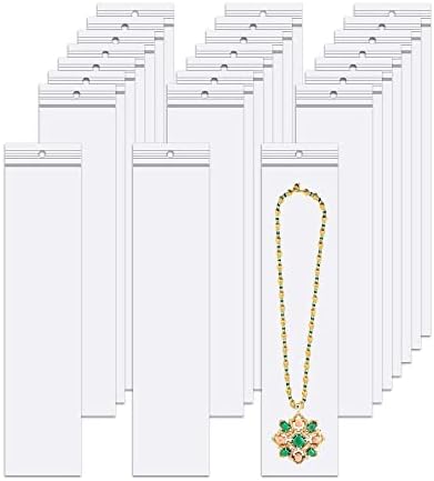3 x 12" Long Jewelry Bags Clear 100pcs Clear Necklace Bags with Hang Hole Poly Zip Seal Storage Bags for Packaging Shipping Incense 2 Mil (4 Sizes to Choose from) by BornFeel