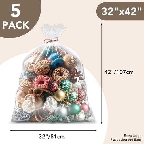 32 x 42 Inches 2 Mil Clear Plastic Storage Bags (5 packs） - Image 2