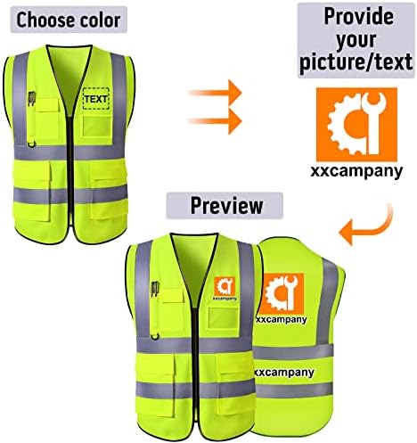 Custom Safety Vest for Men with Logo Customizable High Visibility Reflective Safety Vest with Pockets Adult Unisex - Image 3