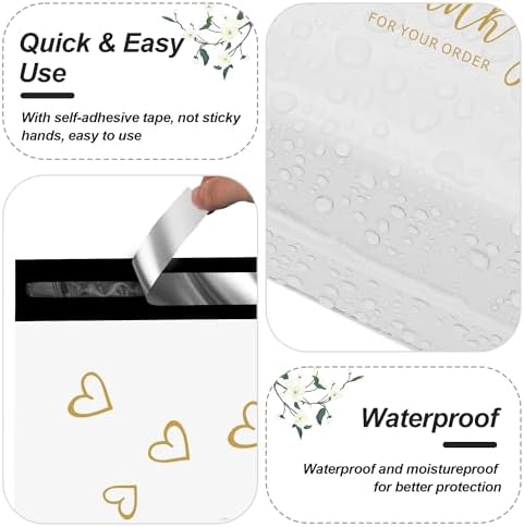 JinRuiKJ Thank You Poly Mailers 6x9 Inch, 100 PCS, White - Image 3
