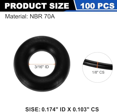 uxcell 100Pcs AS-106 NBR 70A O-Rings 3/16"ID x 3/32"CS/0.174"ID x 0.103"CS - Image 2