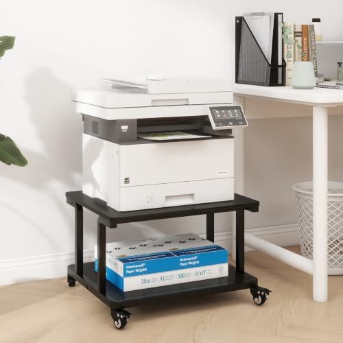 Natwind 2 Tier Laser Printer Stand,24''x20'' Under Desk Printer Cart, Black - Image 2