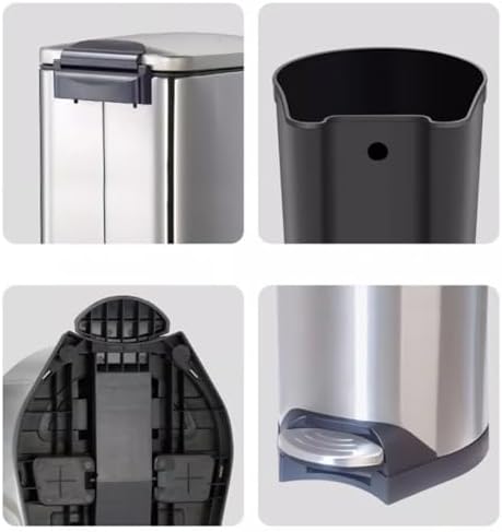 Stainless Steel Hands Free Trash Can with Soft Close Lid for Home Office Bathroom 7L - Image 6