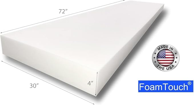 FoamTouch Upholstery Foam Cushion High Density 4'' Height x 30'' Width x 72'' - Image 2