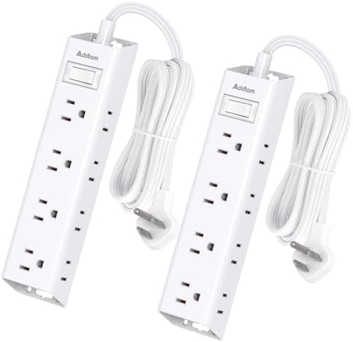 2 Pack Power Strip Surge Protector with 12 Outlets, Extension Cord 5FT by Addtam