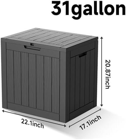30 Gallon Deck Box, Waterproof Resin Outdoor Storage Box with Lockable Lid, Patio Storage Box Featuring Fade Resistant for Patio Furniture Cushions, Pool Accessories, Garden Tools, Black - Image 2
