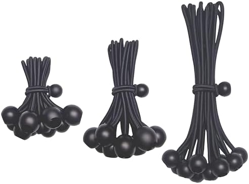 Bungee Cords with Balls 30 Pack, Ball Bungee Cords Comes in Three Sizes: 4 "6" 9", UV Resistant, Antioxidant, Secure Tie Down. (30, Black) by Yelier