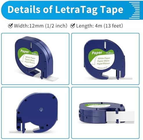 20-Pack Wonfoucs Label Tape Replace for Dymo LetraTag White Paper Refill - Image 5