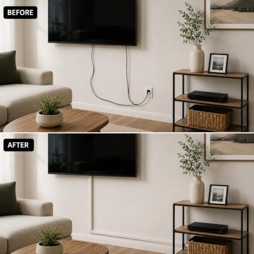 TV Cord Hider – Flexible Wall Cord Cover Slim Design Silicone Cable Raceway - Self Adhesive, Cut to Size Design for Hiding Wires on Wall - Clean Home Setup Cable Concealment (Off-White, 6 Feet) - Image 7