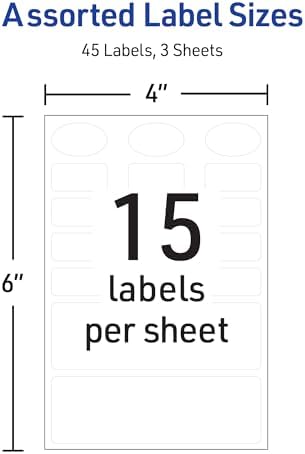 Avery No-Iron Fabric Labels, Assorted Shapes and Sizes, Washer and Dryer-Safe Waterproof Labels, Non-Printable, 45 Count (40700), (Pack of 2) - Image 3