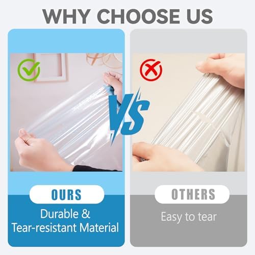 POLYSELLS 500pcs 8"x10" Strong Self Seal Clear Poly Bags with Suffocation Warning for Packaging, Shipping, T-Shirts, Clothes & FBA, Permanent Adhesive - Image 4