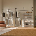 pamo Wall Mounted Clothing Rack with Oak Sheves – 154" W × 87" H, 1235 lbs by pamo