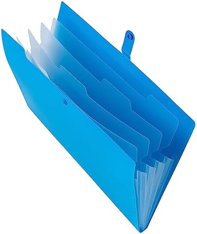 JAM PAPER Slim Expanding File Folder - 5 Pocket Plastic File Folder – Snap Closure - 9 x 11 1/2 - Blue - Sold Individually - Image 4