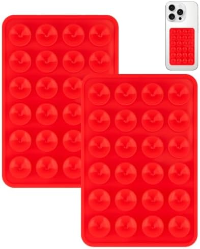 Yojaro 2 Pack Silicone Suction Phone Case Mount, Silicon Adhesive Smartphones Stand Sticky, Non Slip Suction Cup, Hands-Free Phone Accessories Holder for Selfies and Videos Red by Yojaro