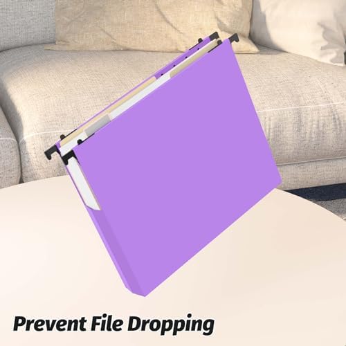 SHUTEX Extra Capacity Plastic Hanging File Folders, 12 Pack, Letter, Purple - Image 4