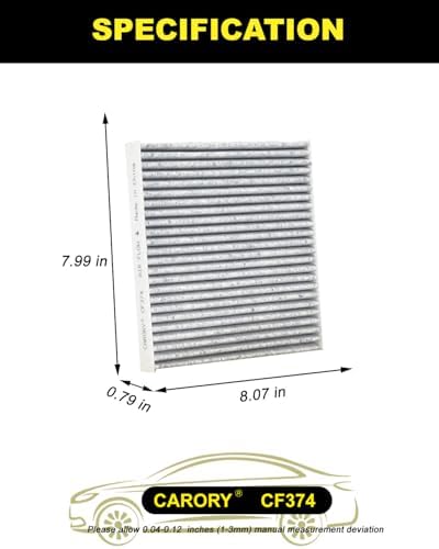 CARORY Cabin Air Filter w/Activated Carbon for Toyota Tacoma (2005-2023), Dodge Dart (2013-2016), Pontiac Vibe (2003-2008), OE# 87139-YZZ09, 88508-01010, CF10374, CF374 - Image 2