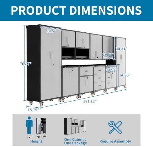 10-Piece Garage Storage Cabinets System Heavy Duty Workshop Set - Image 2