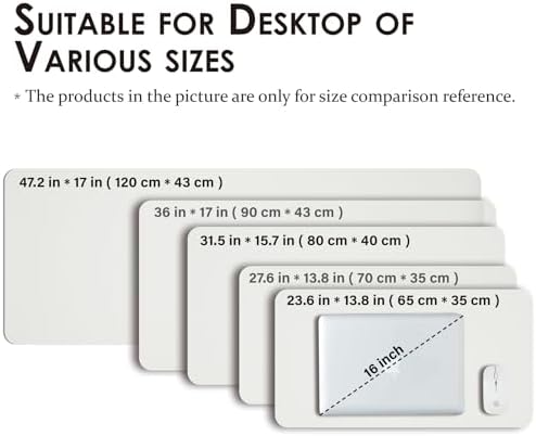 Large Desk Mat - 47.2"x 17" Non-Slip PU Desk Pad for Office and Home - Ideal for Large Mouse Pad and Desk Mats on Top of Desks(White) - Image 5