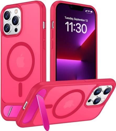 Temdan Magnetic Compatible with iPhone 13 Pro Max Case, [Built-in Invisible Kickstand][Compatible with MagSafe][Military Grade Shockproof] Slim Translucent Matte Phone Case for iPhone 13 Pro Max 6.7" by Temdan