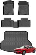 Joruoo-Floor Mats & Cargo Liner for 2016-2021 Honda Civic(Not for Hatchback), All-Weather Heavy Duty TPE Floor Liners Full Coverage Automotive for Civic Accessories by JORUOOServeyouwellalltheway