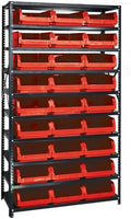 Quantum Storage Systems MSU-531RD Solid Heavy Duty 10 Shelves 27 MAGNUM Red Bins 75" H x 42" W x 18" D by QuantumStorageSystems