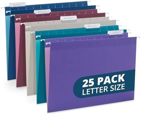 Blue Summit Supplies 25 Hanging File Folders, Letter Size, Jewel Tones by BlueSummitSupplies