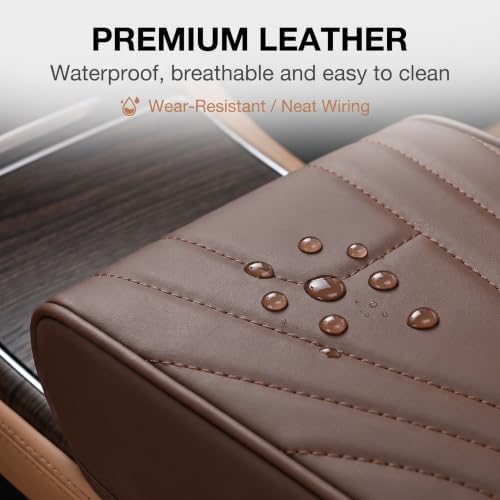 Multifunctional Car Armrest Cover, Premium PU Leather Memory Foam Center Console Cushion with Dual Cup Holders Tissue Box, Center Console Organizer Storage Pouch for Sedans SUVs Trucks (Coffee) - Image 5