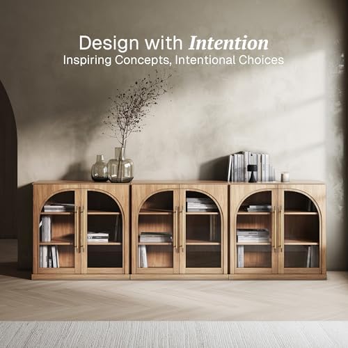 BELLEZE Set of 3 Jagger Sideboard Buffet Cabinet - Camel - Image 3