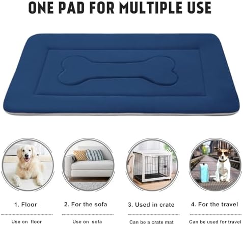 Dog Bed Soft Dog Crate Pad Mat for Medium/Large Dogs 36 in Non-Slip Bottom Washable Dog Sleeping Mattress Pet Beds Cat Beds Kennel Pads, Dark Blue - Image 4