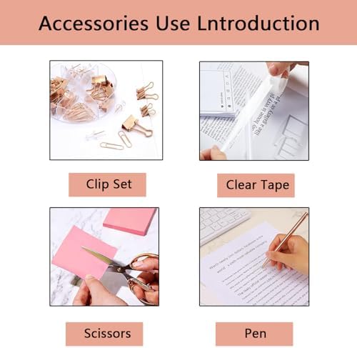suniya Office Supplies Rose Gold Desk Accessories Set Office Supplies Kit with Stapler, Tape Dispenser, Scissors, Staple Remover, Ballpoint Pen, Clear Tape & Staples – Best Gift for Business or Boss - Image 3