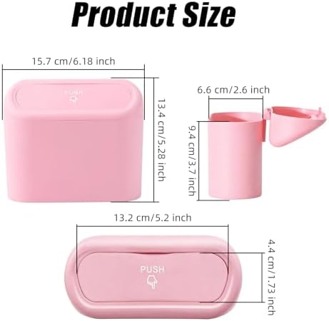 Car Trash Can with Lid, Leakproof Mini Car Garbage Can with Trash Bags Pink - Image 2