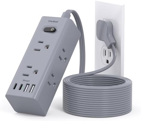 One Beat 10Ft Extension Cord with Multiple Outlets,Flat Plug Power Strip by OneBeat