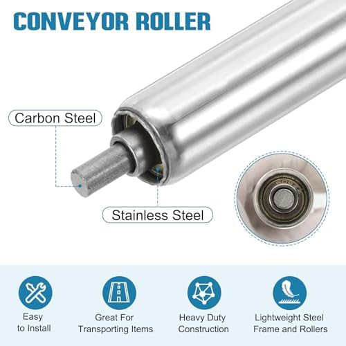 MECCANIXITY Stainless Steel Conveyor Roller 1" Diameter 20" Length Gravity Transmission Replacement Part Galvanized End (Silver) - Image 3