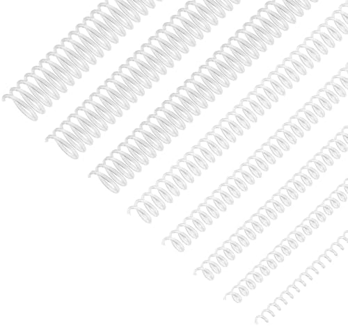 120 Pack Plastic Spiral Binding Coils Binder Binding Spirals Rings 8 Size Spiral Binding Wire Combs Spines Coils, 4:1 Pitch, 1/4 5/16 3/8 1/2 9/16 5/8 3/4 7/8 Inch (Transparent) by SIMPLIPLEX