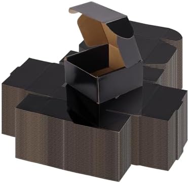 Hoikwo 40 Pack 4x4x2 Shipping Boxes for Small Business, Black Packaging Cardboard Boxes, Moving Mailing Packing Box by Hoikwo