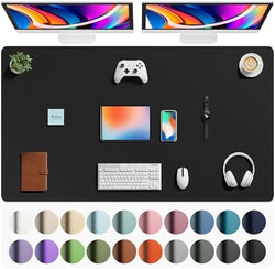 Aothia Faux Leather Desk Mat - Large Mouse Pad, Non-Slip PU Leather Blotter, Waterproof Writing Surface for Office and Home (Black, 63" x 24") by AothiaSimpleNaturalUnique