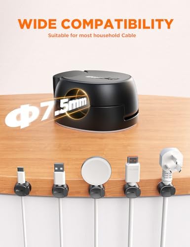12Pack Cord Organizer [Dual Spring & Clasp, Max Secure] Cable Clips - Chfeila Cord Holder, Desk Cable Management, Adhesive Phone Charging Wire Holder for Nightstand/Car/Wall, Office Accessory - Black - Image 6