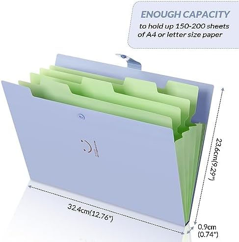 SKYDUE Expanding File Folders with 5 Pockets, Accordion File Organizer with 32 Labels, Portable Document Paper Organizer, Filing Folders, Letter / A4 Size, Pack of 4 - Image 4