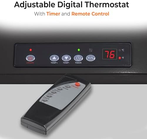 Comfort Zone 10,00W Hard-Wired Garage Heater – Industrial & Commercial Ceiling Mount, 240V Fan-Forced Heater with Remote, Digital Thermostat, Timer, 2 Heat Settings, Overheat Protection, Black - Image 6